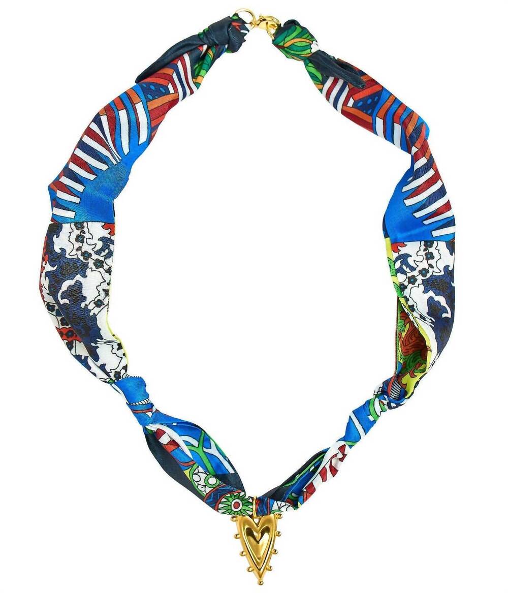 NEW LISI LERCH lucky clover charms scarf necklace in blue